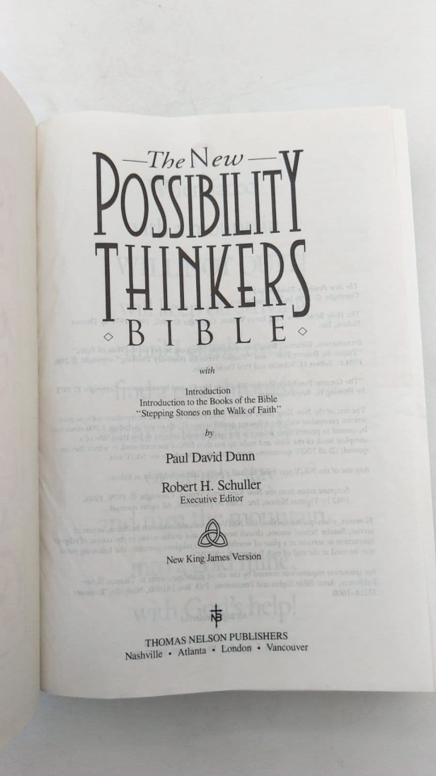 The New Possibility Thinkers Bible by Paul David Dunn, Robert H. Schuller - title page