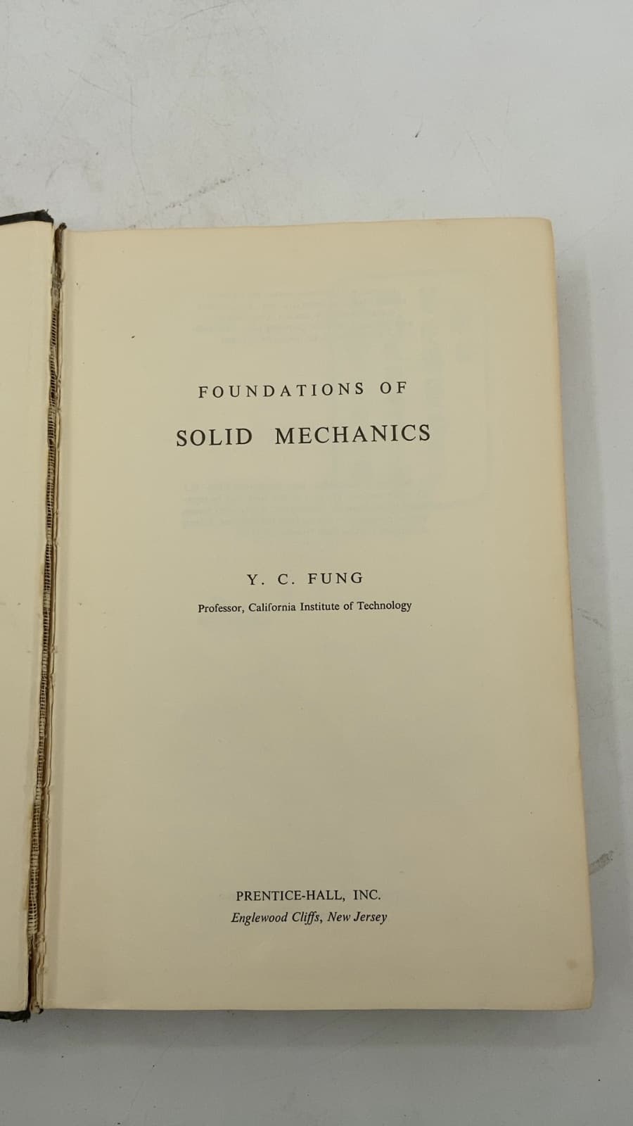 Foundations of Solid Mechanics by Y. C. Fung - title page