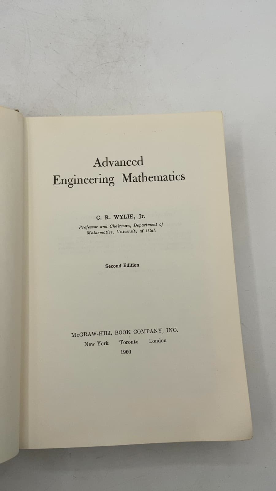 Advanced Engineering Mathematics by C. R. Wylie, Jr. - title page