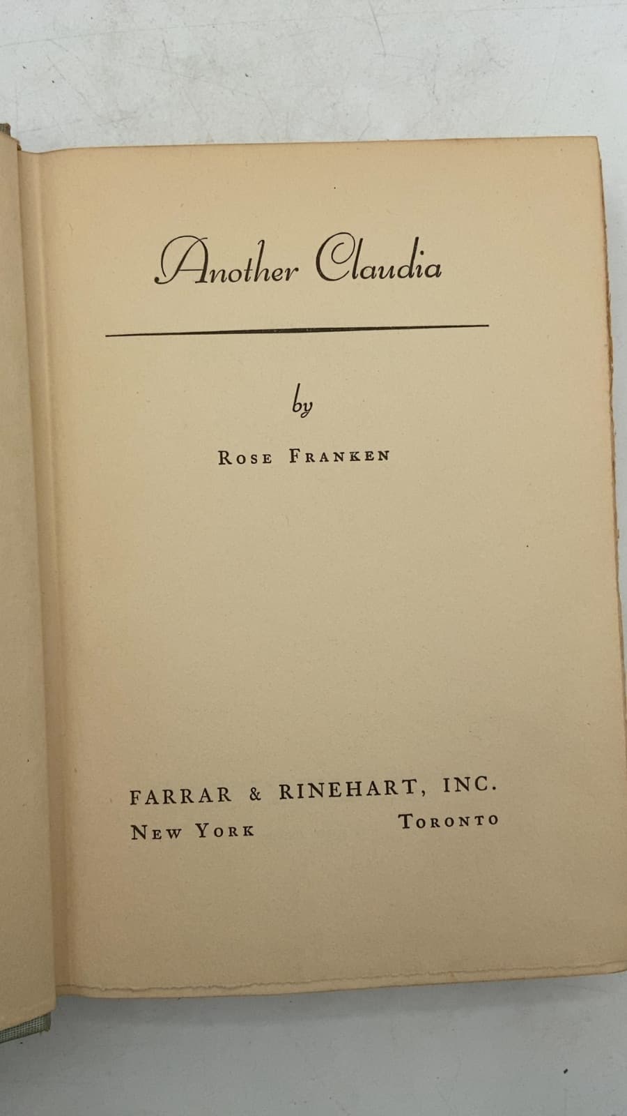 Another Claudia by Rose Franken - title page