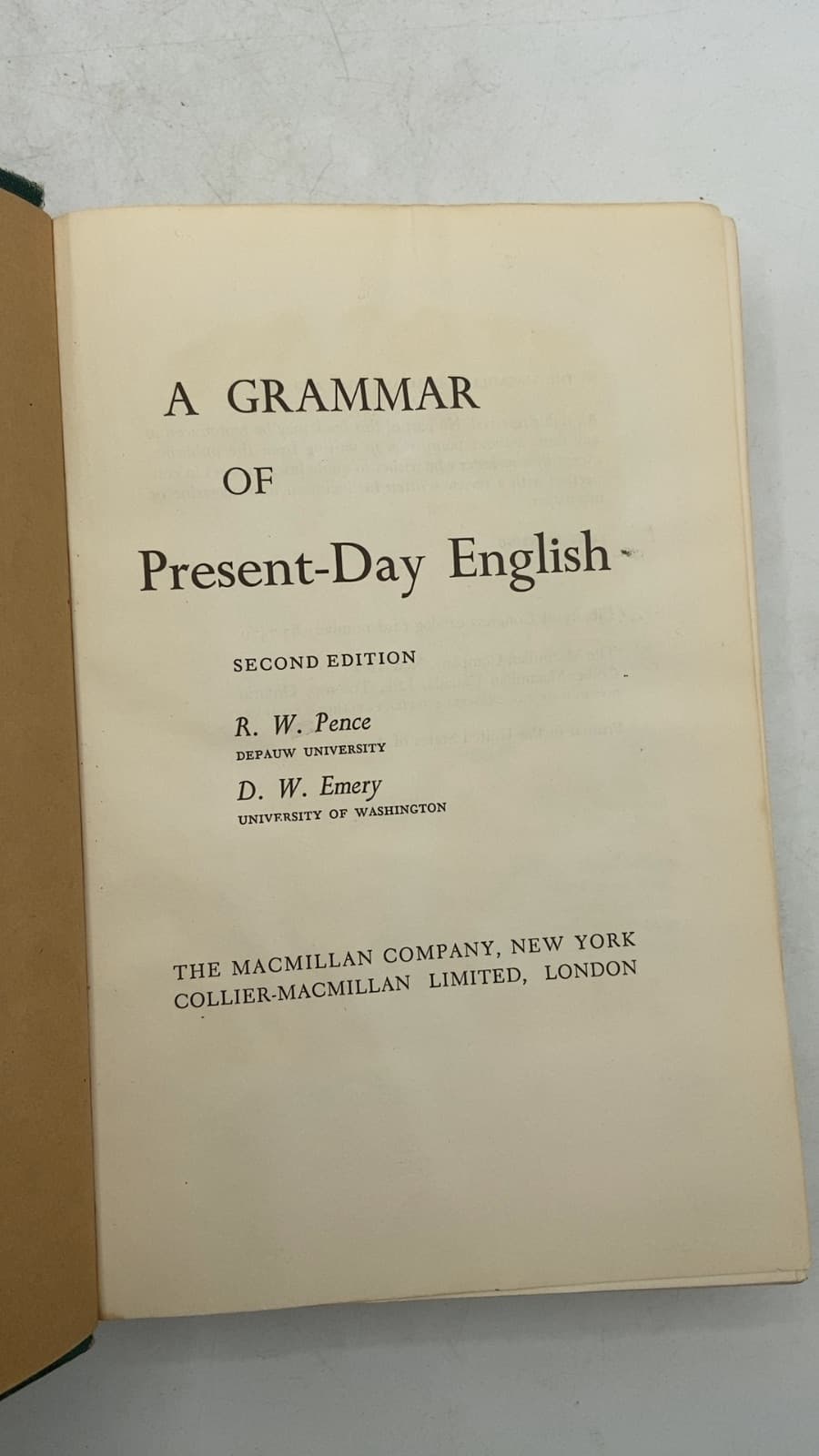 A Grammar of Present-Day English by R. W. Pence, D. W. Emery - title page