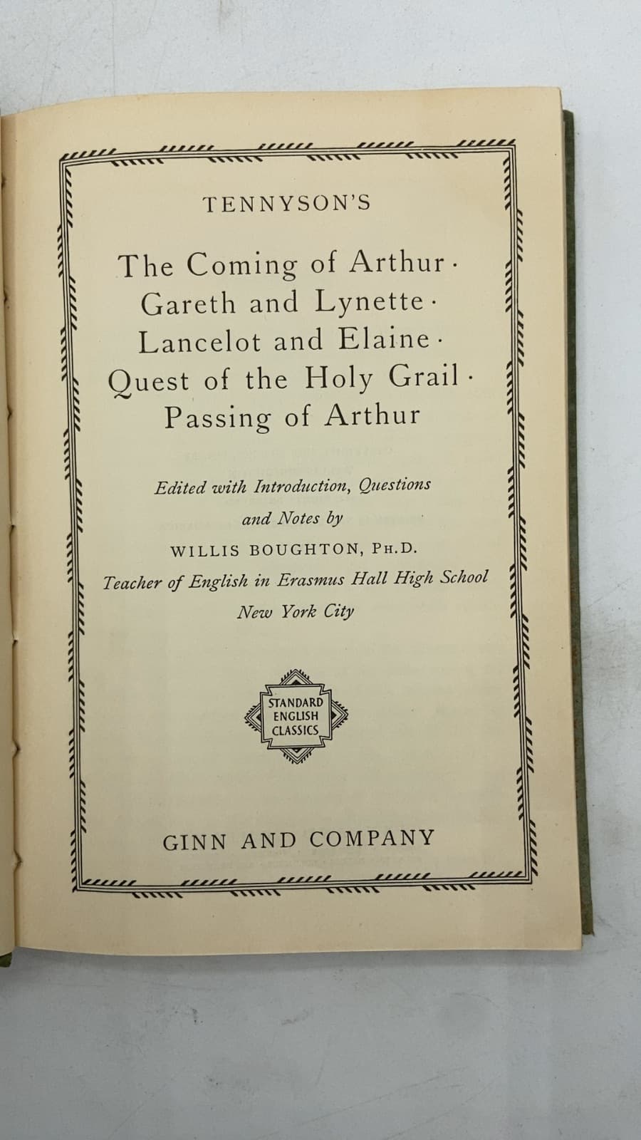 The Coming of Arthur. Gareth and Lynette. Lancelot and Elaine. Quest of the Holy Grail. Passing of Arthur by Willis Boughton - title page