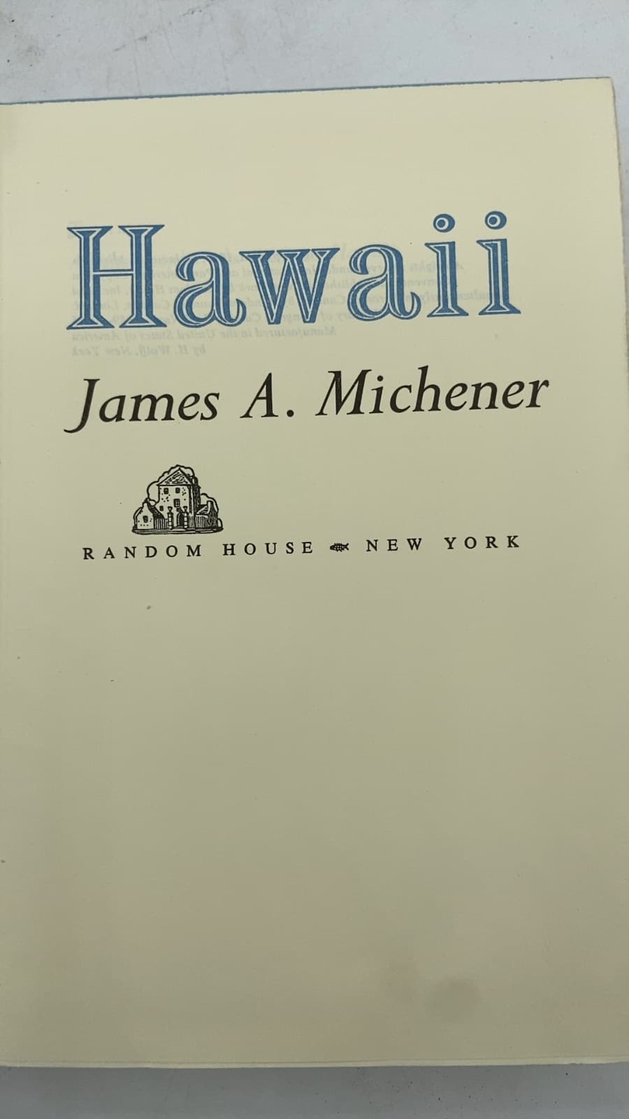 Hawaii by James A. Michener - title page