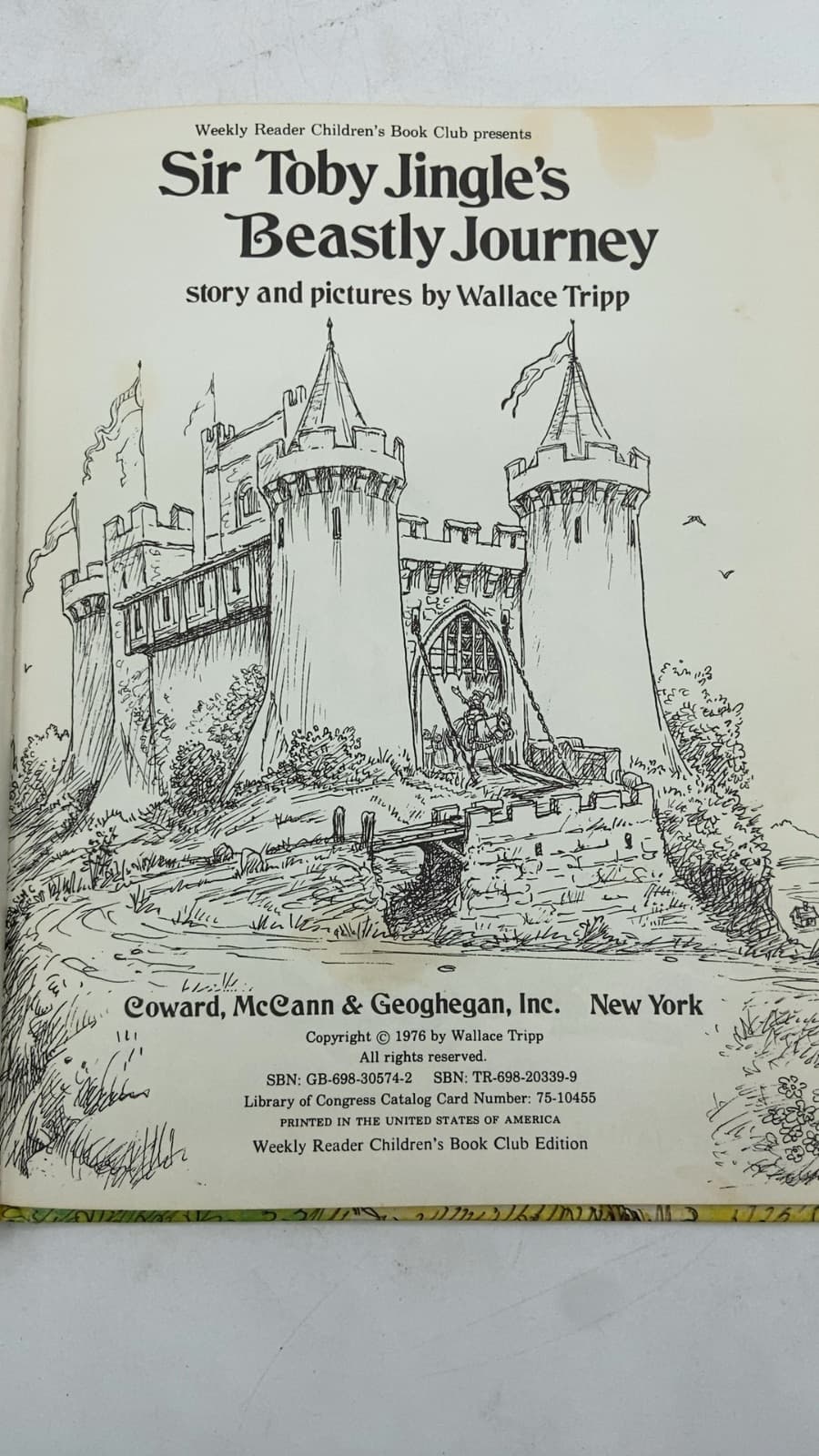 Sir Toby Jingle's Beastly Journey by Wallace Tripp - title page