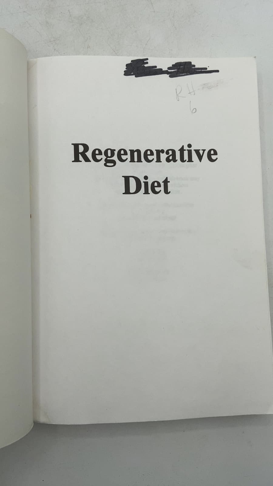 Regenerative Diet by Dr. John R. Christopher - title page