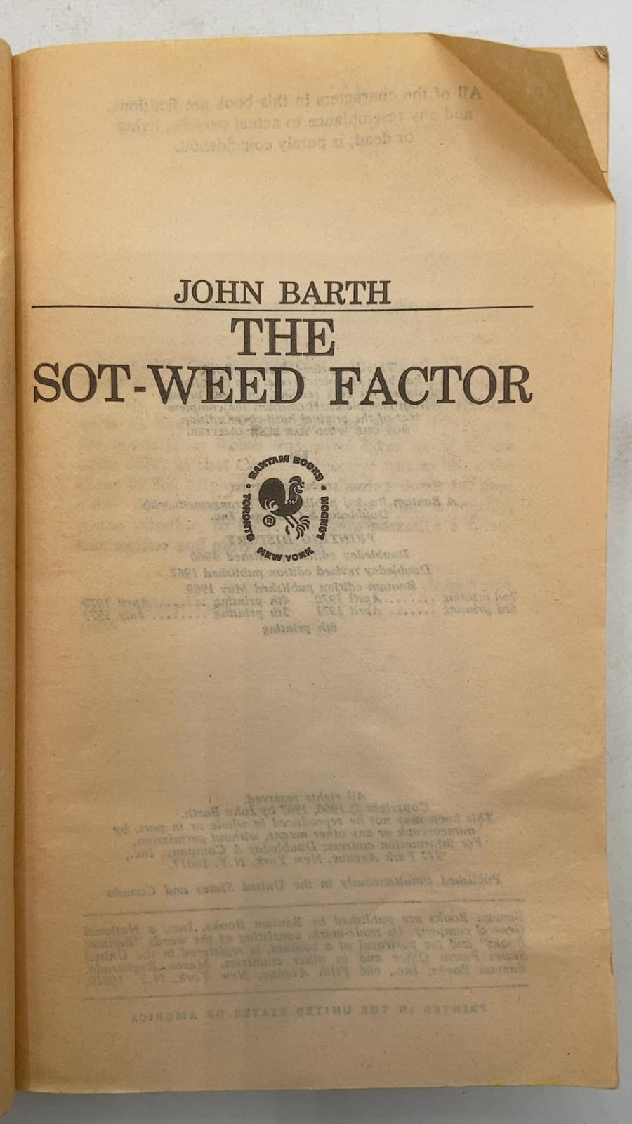 The Sot-Weed Factor by John Barth - title page