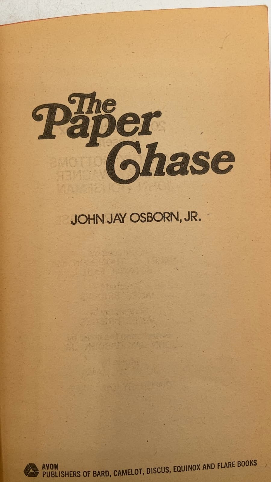 The Paper Chase by John Jay Osborn, Jr. - title page