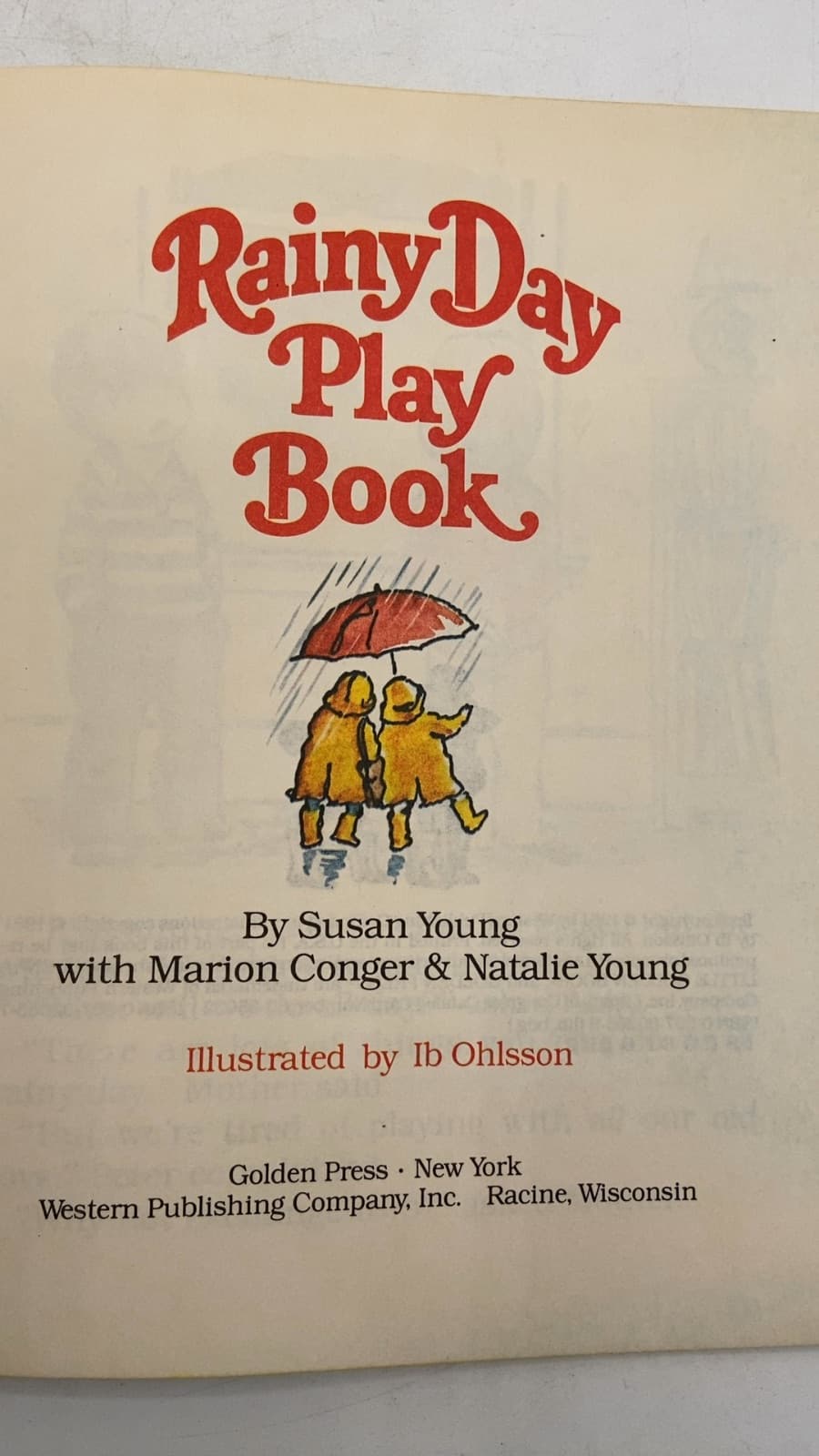 Rainy Day Play Book by Susan Young with Marion Conger & Natalie Young - title page