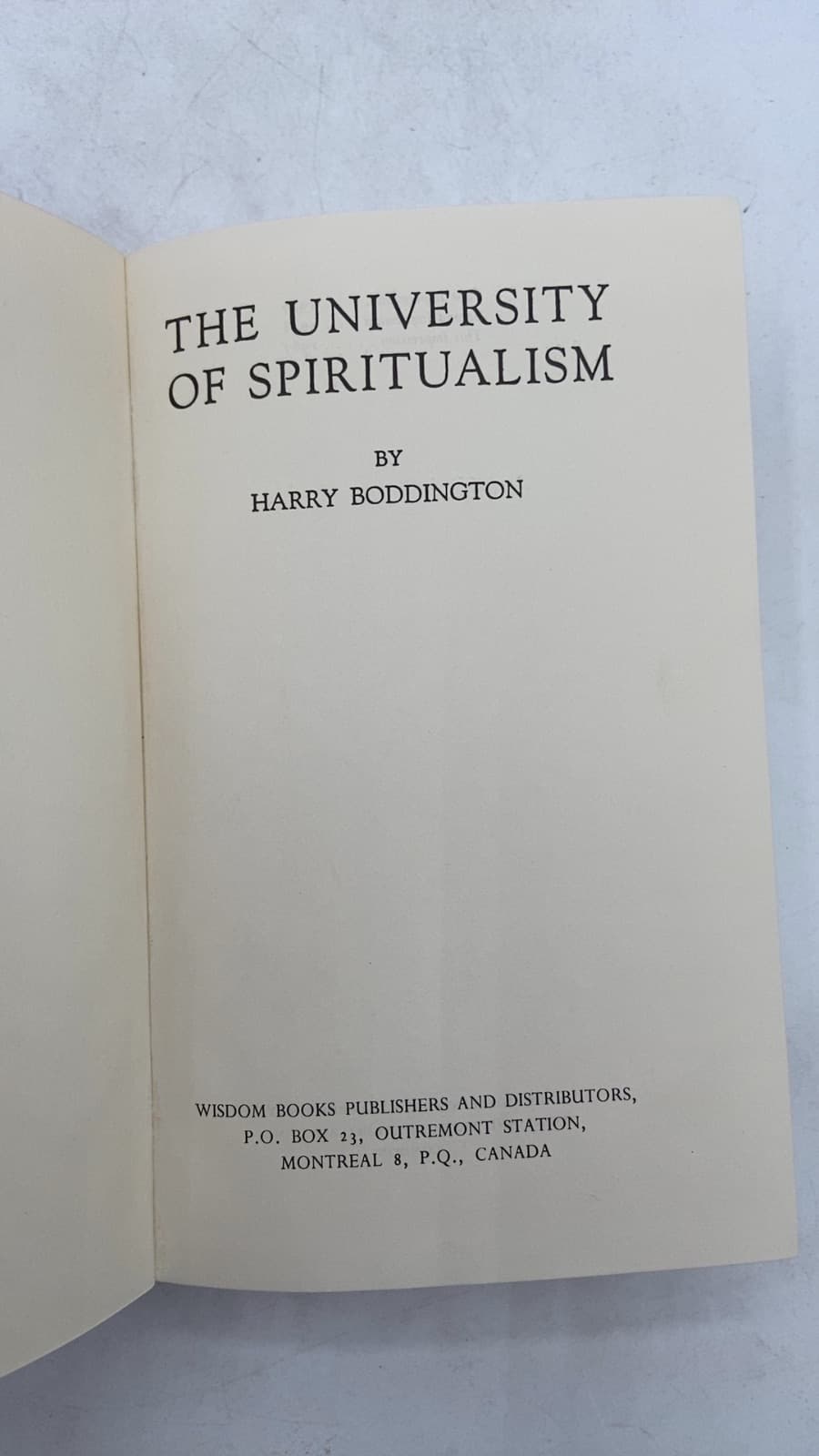 The University of Spiritualism by Harry Boddington - title page