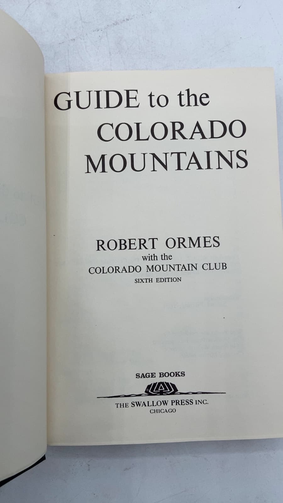 Guide to the Colorado Mountains by Robert Ormes with the Colorado Mountain Club - title page