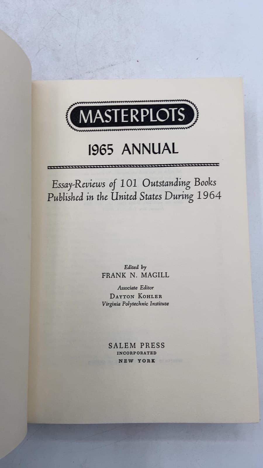 Masterplots 1965 Annual by Frank N. Magill - title page