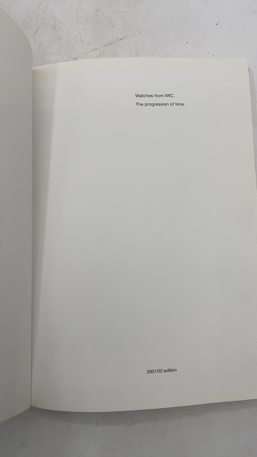 Watches from IWC. The Progression of Time. - title page