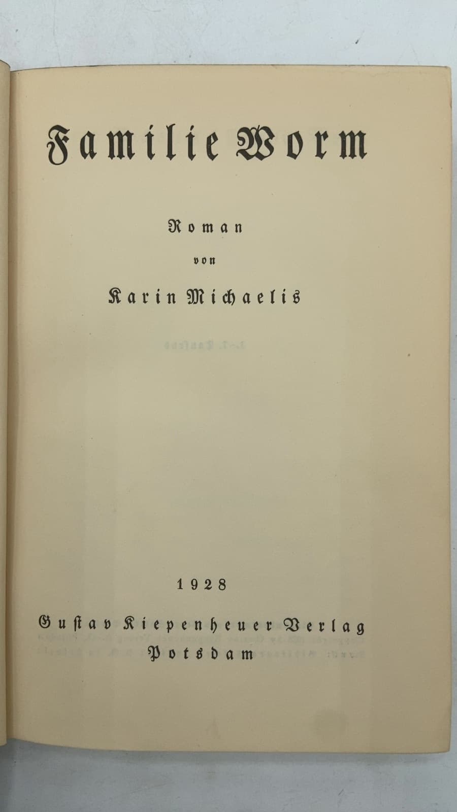 Familie Worm by Karin Michaelis - title page