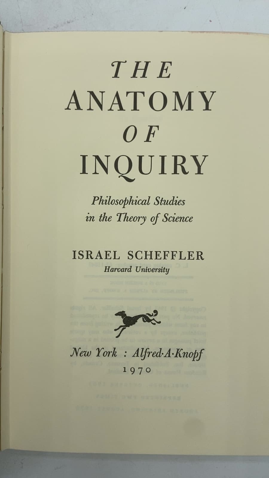 THE Anatomy OF Inquiry by Israel Scheffler - title page