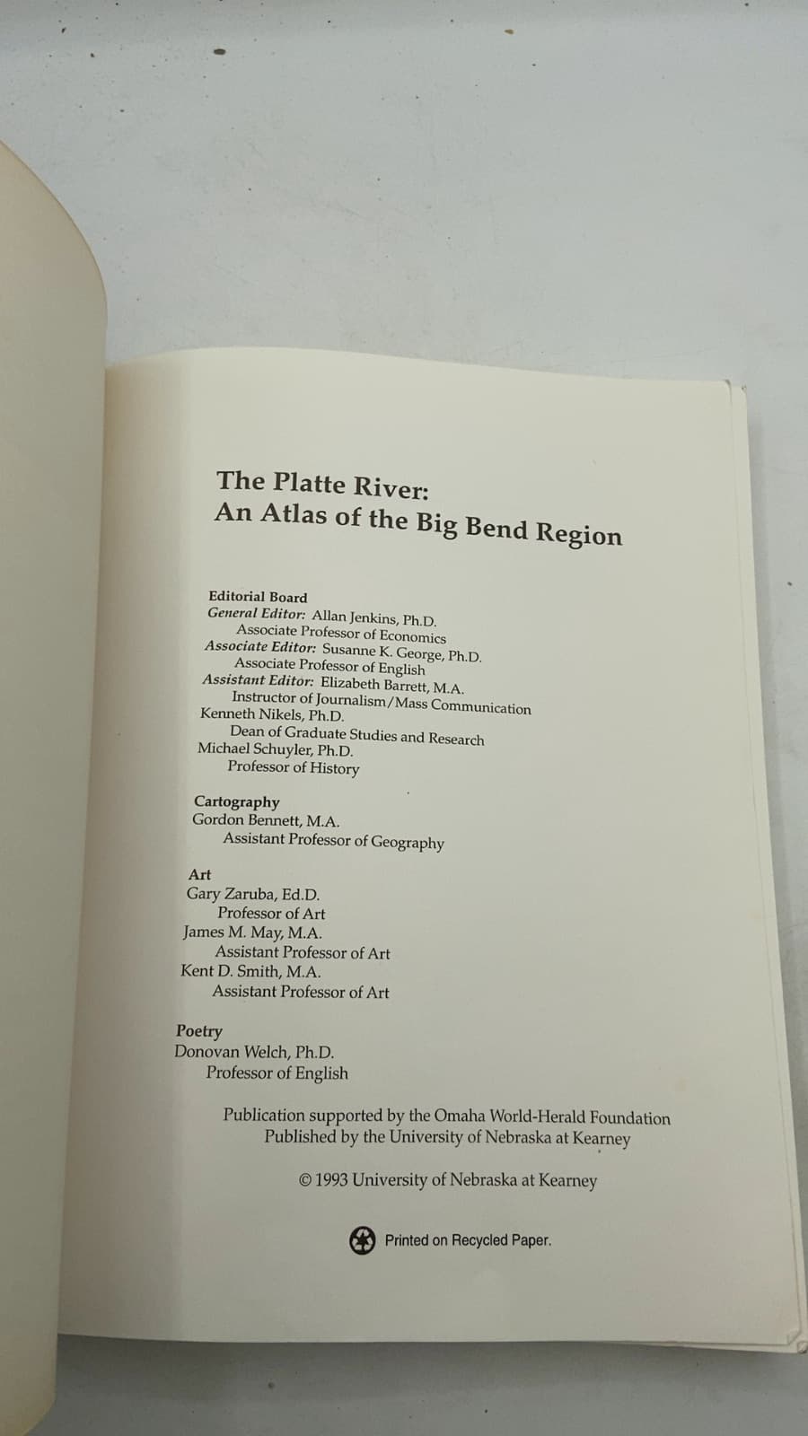 The Platte River: An Atlas of the Big Bend Region - title page
