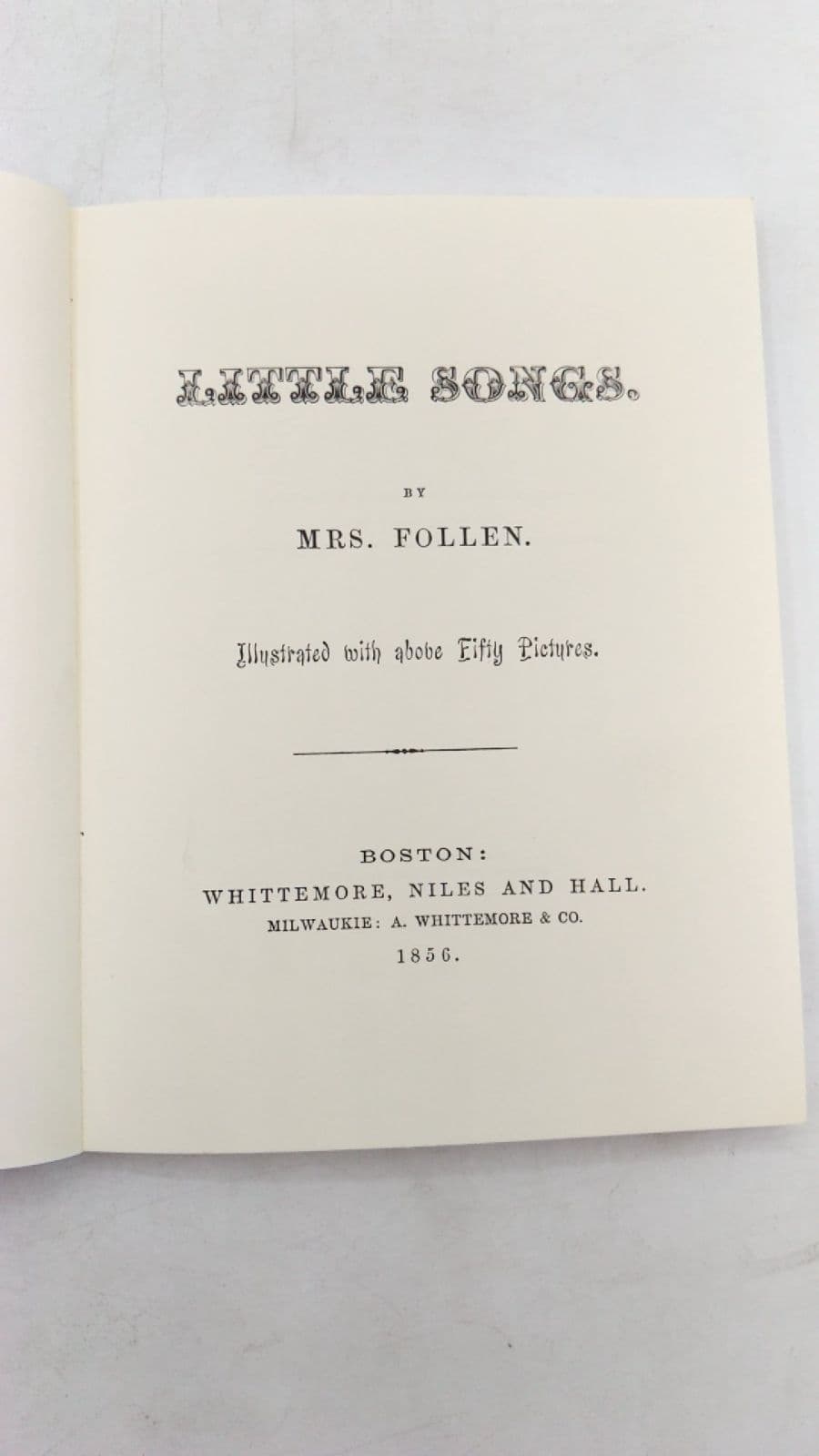 Little Songs by Mrs. Follen - title page