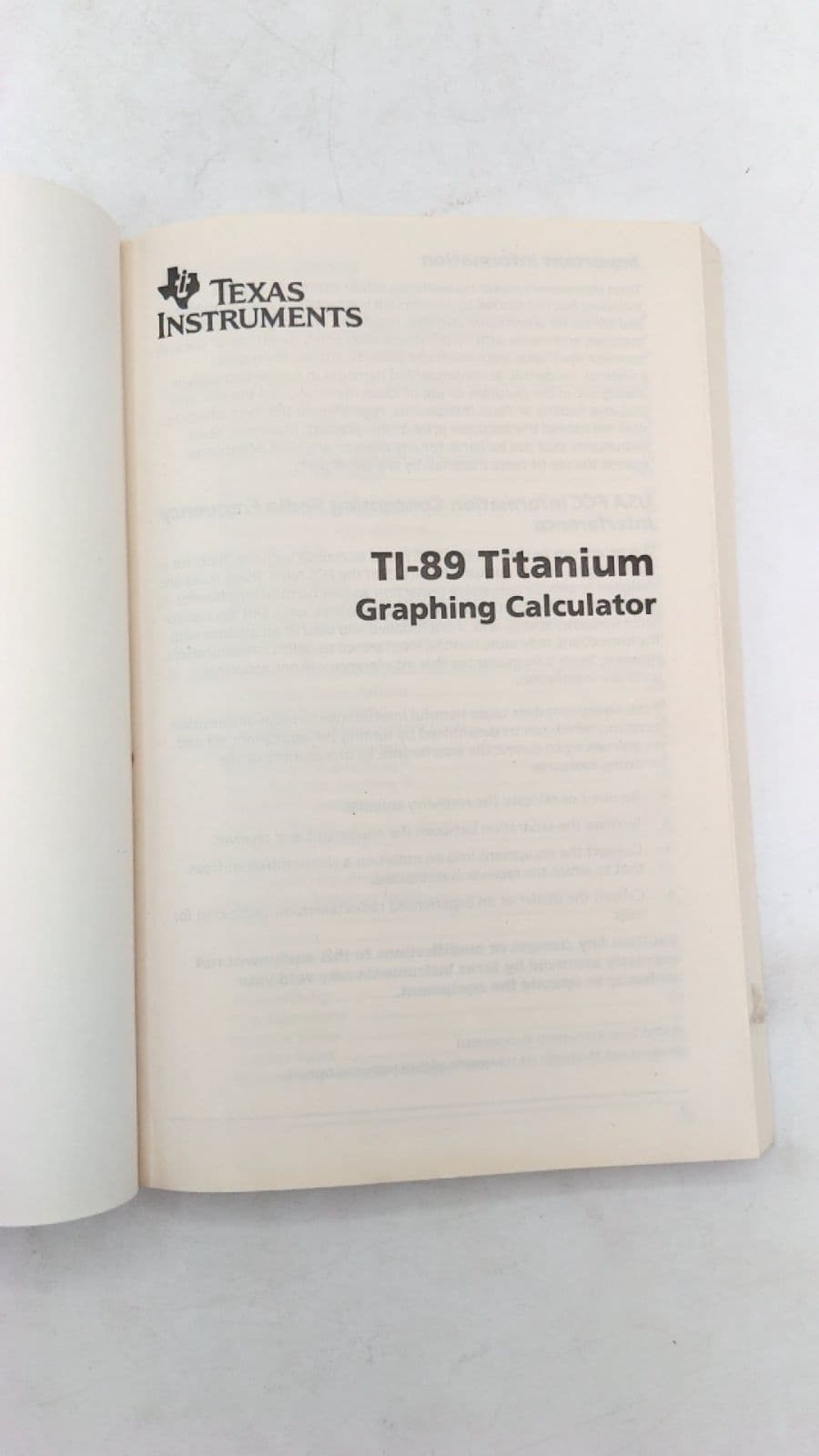 TI-89 Titanium Graphing Calculator - title page