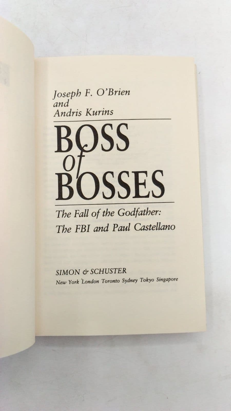 Boss of Bosses by Joseph F. O'Brien and Andris Kurins - title page