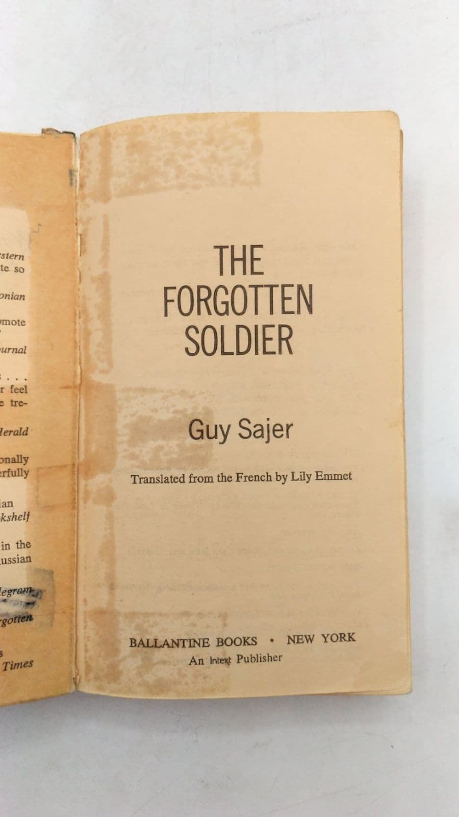 THE Forgotten Soldier by Guy Sajer - title page