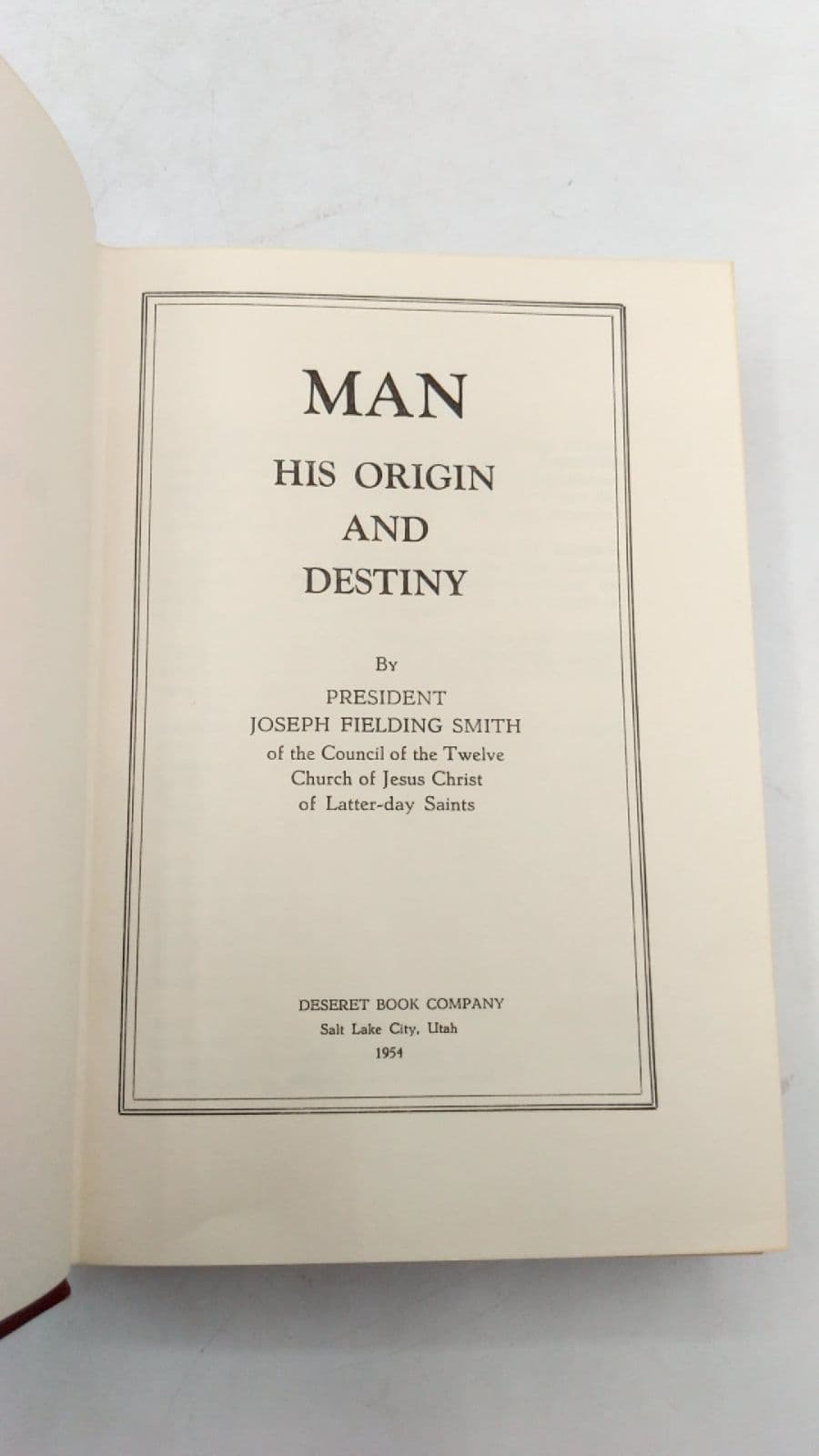 Man: His Origin and Destiny by President Joseph Fielding Smith - title page