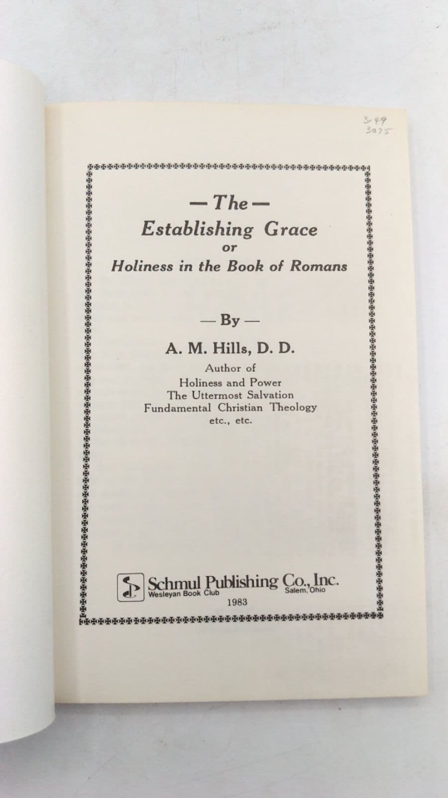 The Establishing Grace or Holiness in the Book of Romans by A. M. Hills, D. D. - title page
