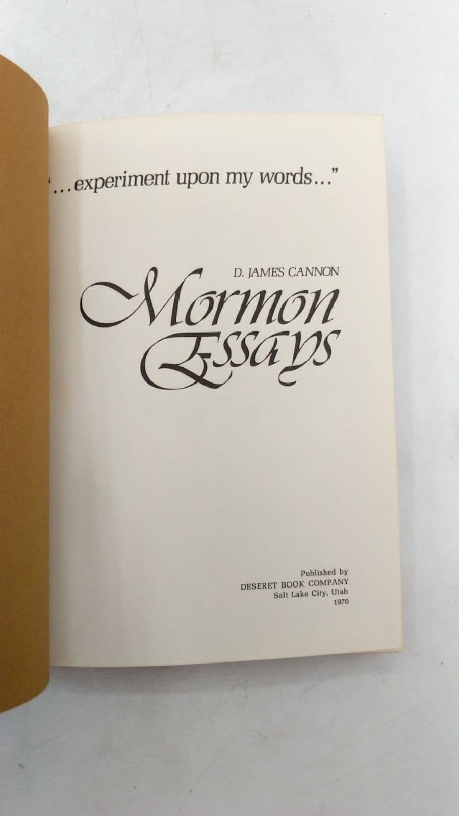 Mormon Essays by D. James Cannon - title page