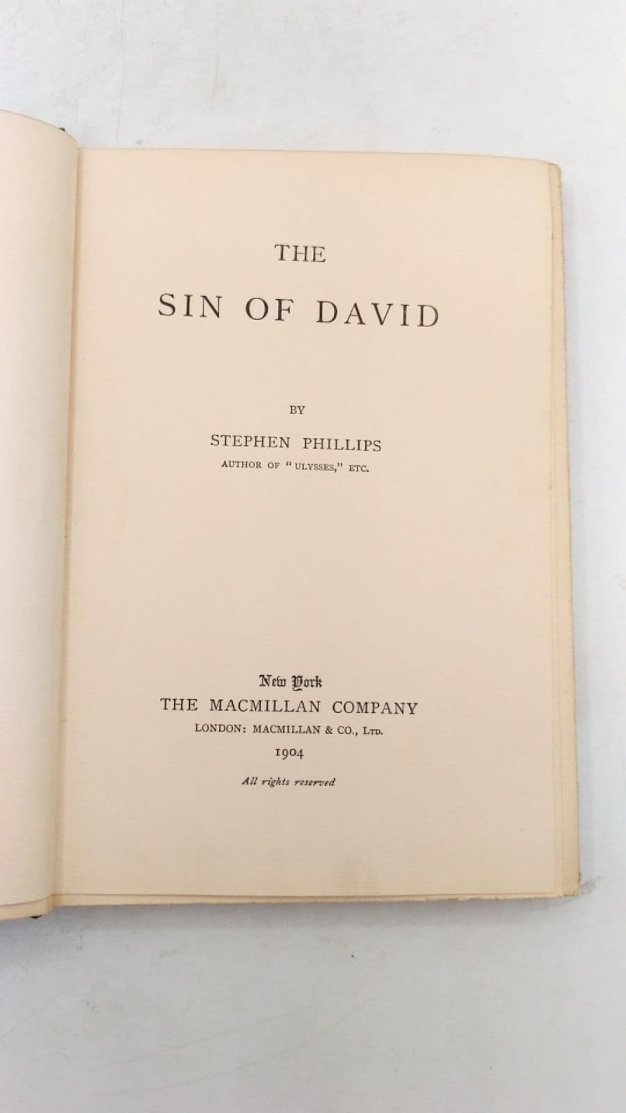 THE SIN OF David by Stephen Phillips - title page
