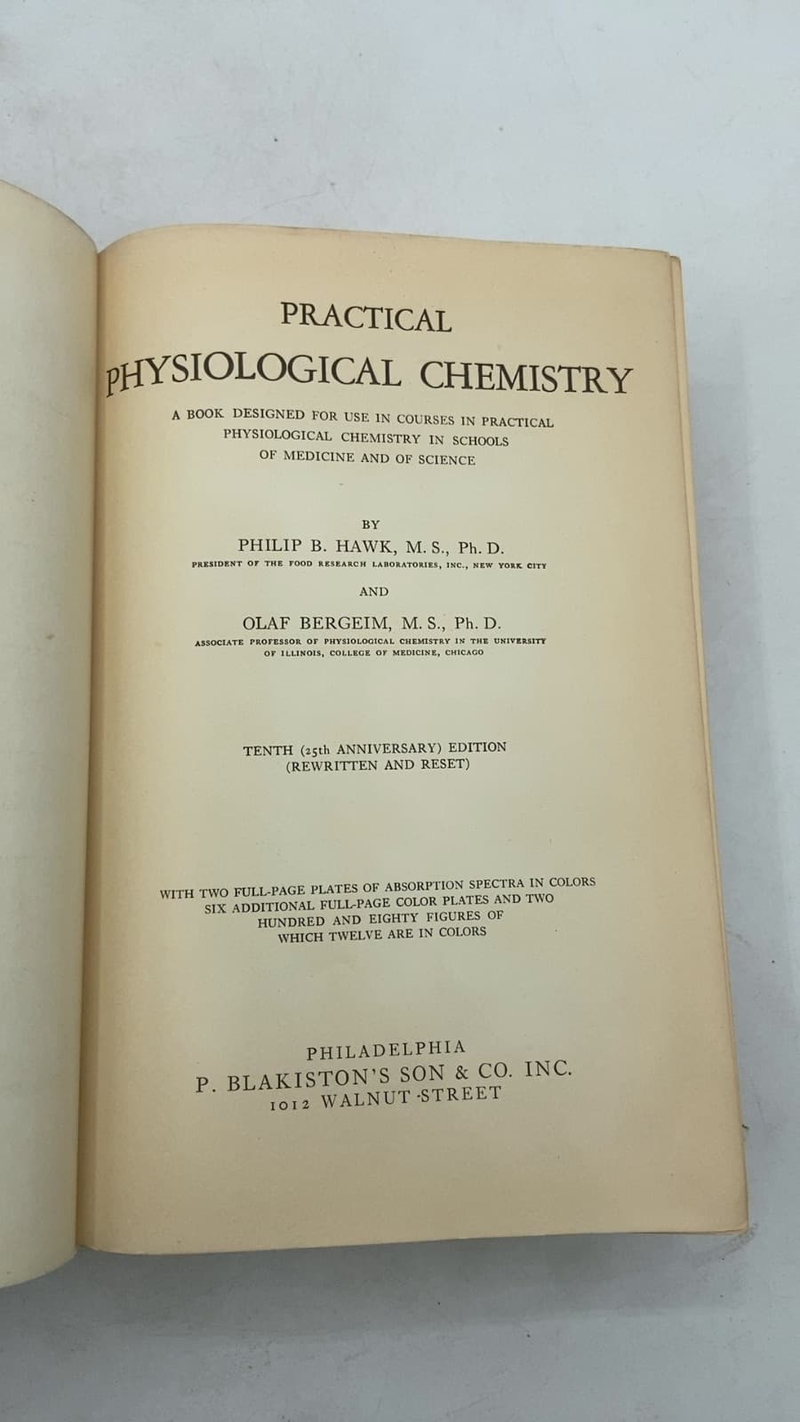 Practical Physiological Chemistry by Philip B. Hawk, Olaf Bergeim - title page