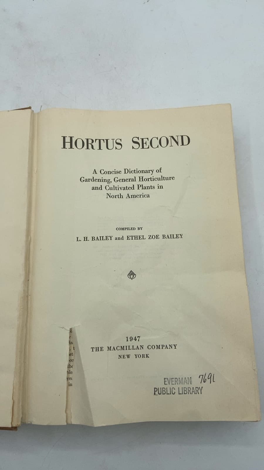 Hortus Second by L. H. Bailey and Ethel ZOE Bailey - title page