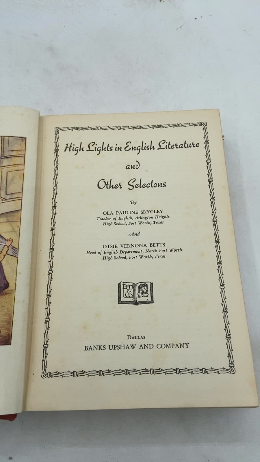High Lights in English Literature and Other Selections by Ola Pauline Srygley and Otsie Vernona Betts - title page