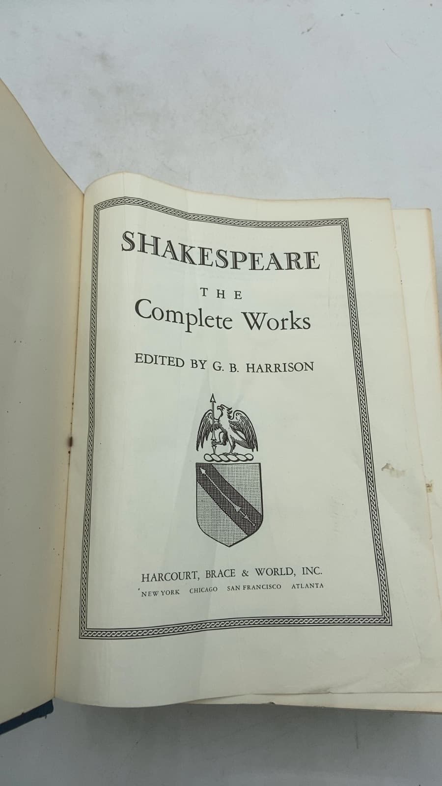Shakespeare The Complete Works by Edited by G. B. Harrison - title page