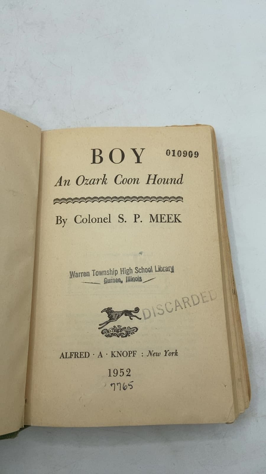 BOY An Ozark Coon Hound by Colonel S. P. Meek - title page