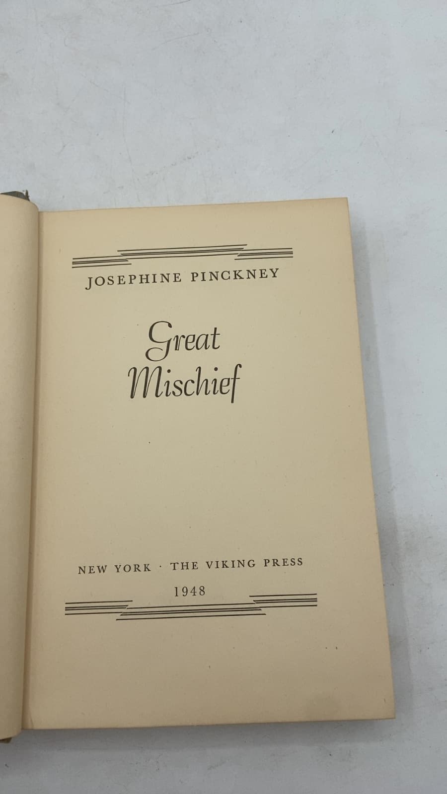 Great Mischief by Josephine Pinckney - title page
