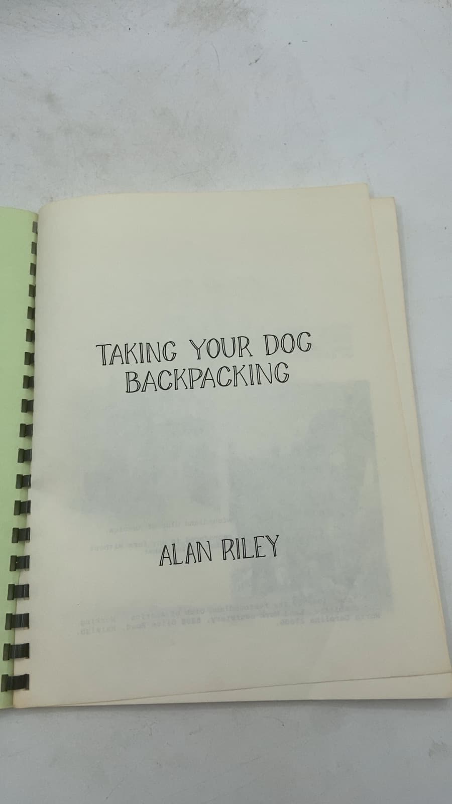 Taking Your DOG Backpacking by Alan Riley - title page