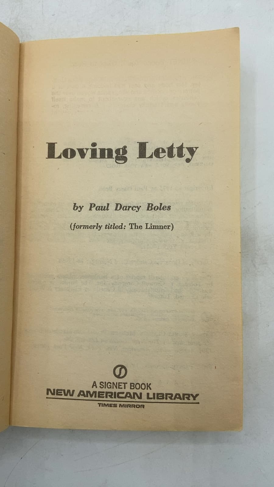 Loving Letty by Paul Darcy Boles - title page