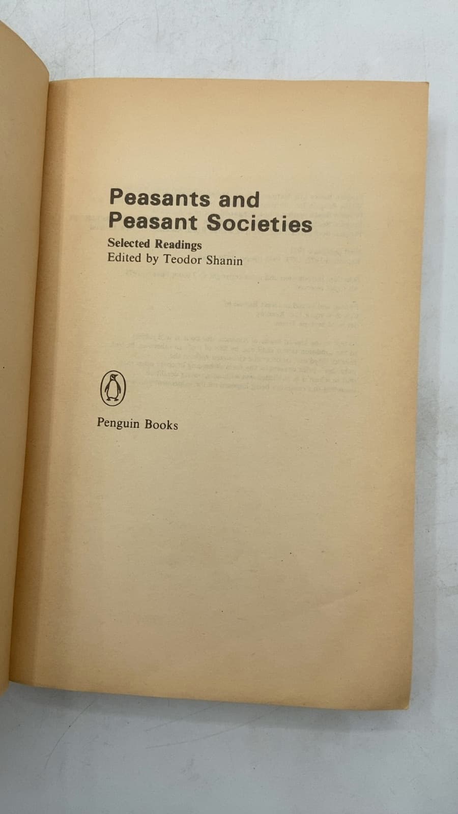 Peasants and Peasant Societies by Edited by Teodor Shanin - title page