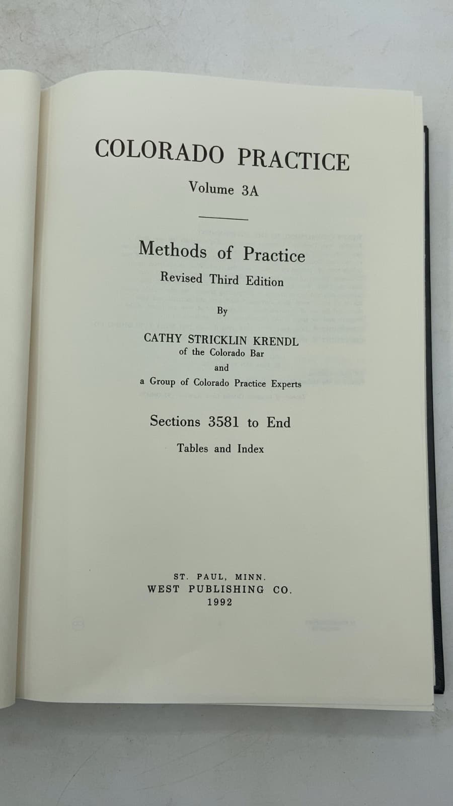  Vol. 3A Colorado Methods of Practice by Cathy Stricklin Krendl - title page