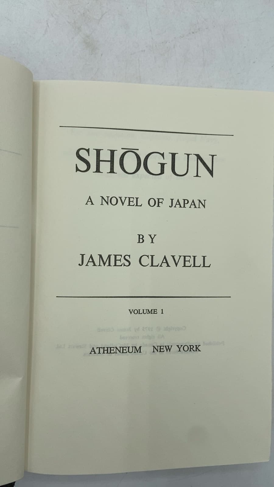 Shōgun A Novel OF Japan by James Clavell - title page