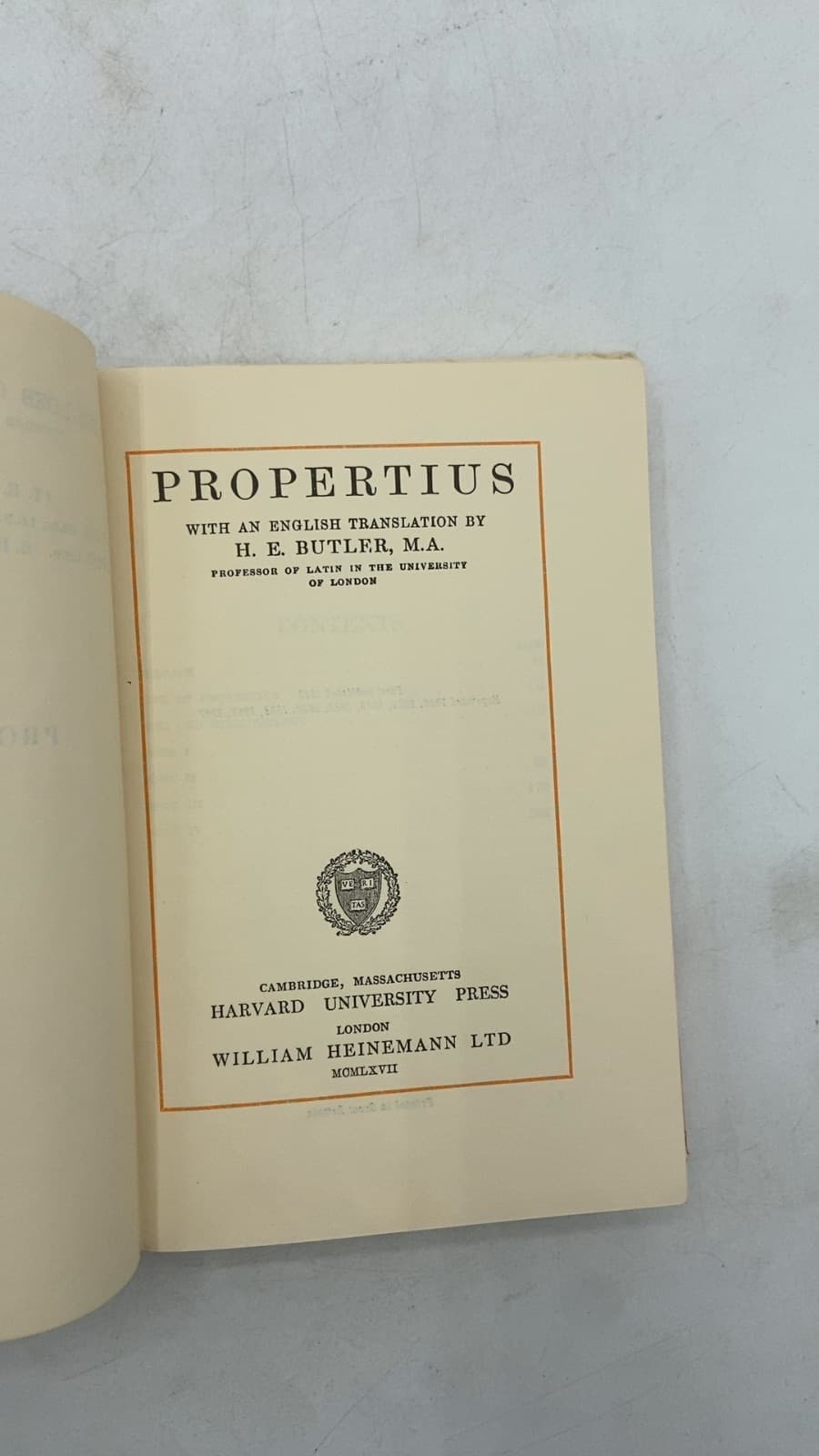 Propertius by Propertius, translated by H. E. Butler - title page