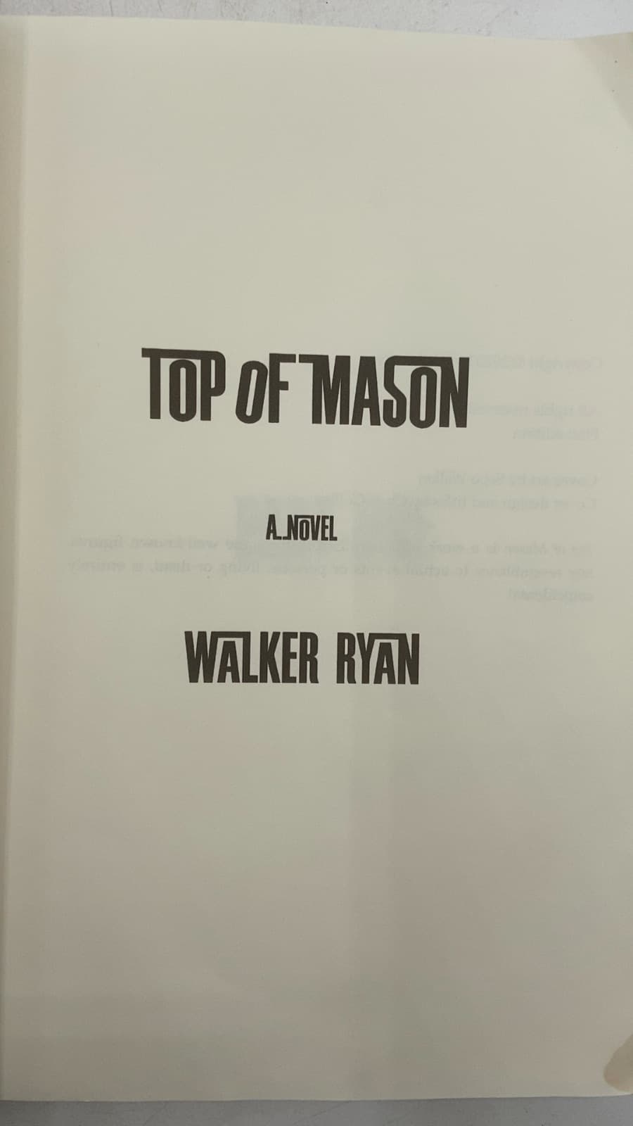 Top of Mason by Walker Ryan - title page