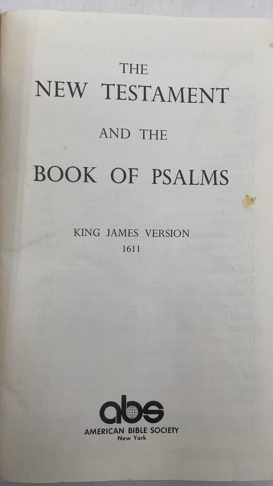 The New Testament and the Book of Psalms - title page