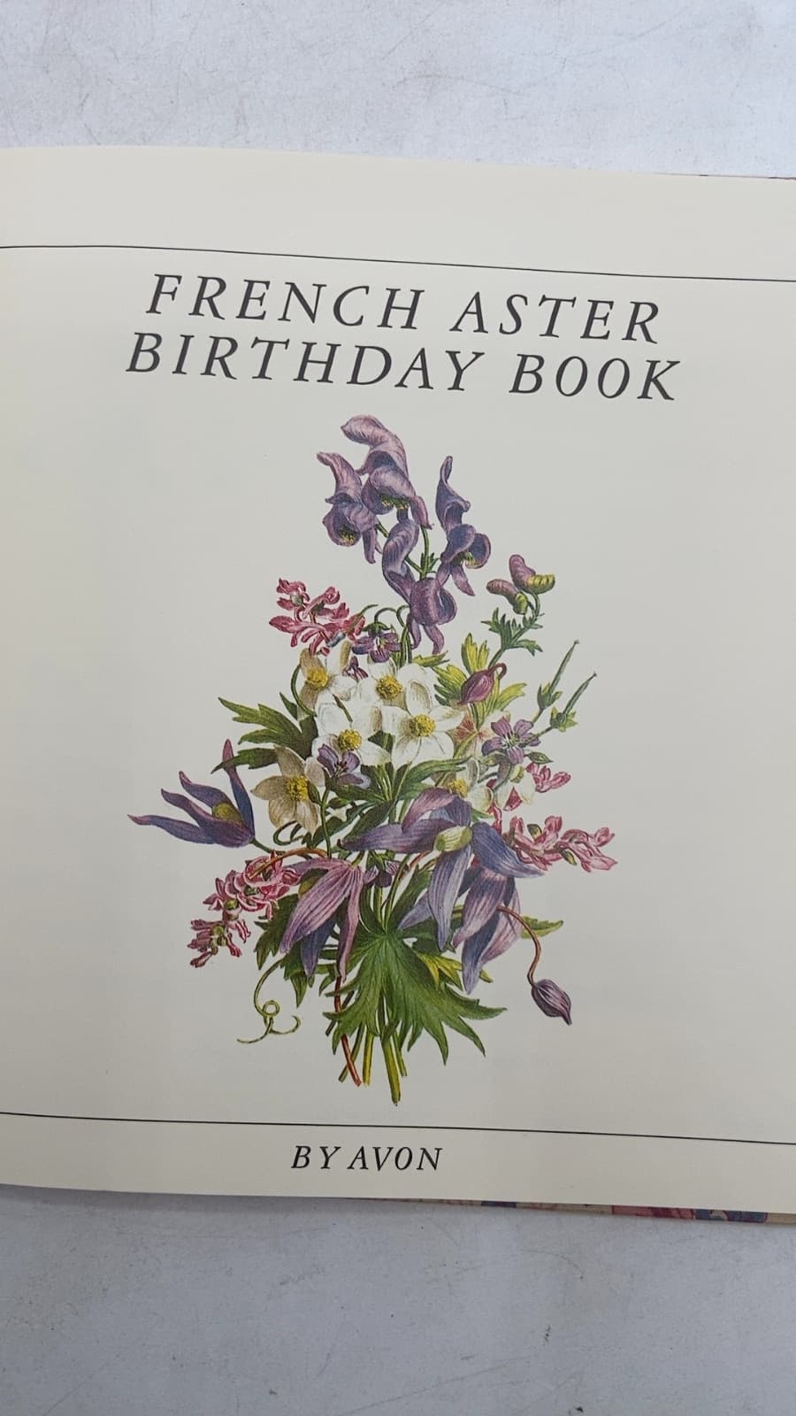 French Aster Birthday Book by Avon - title page