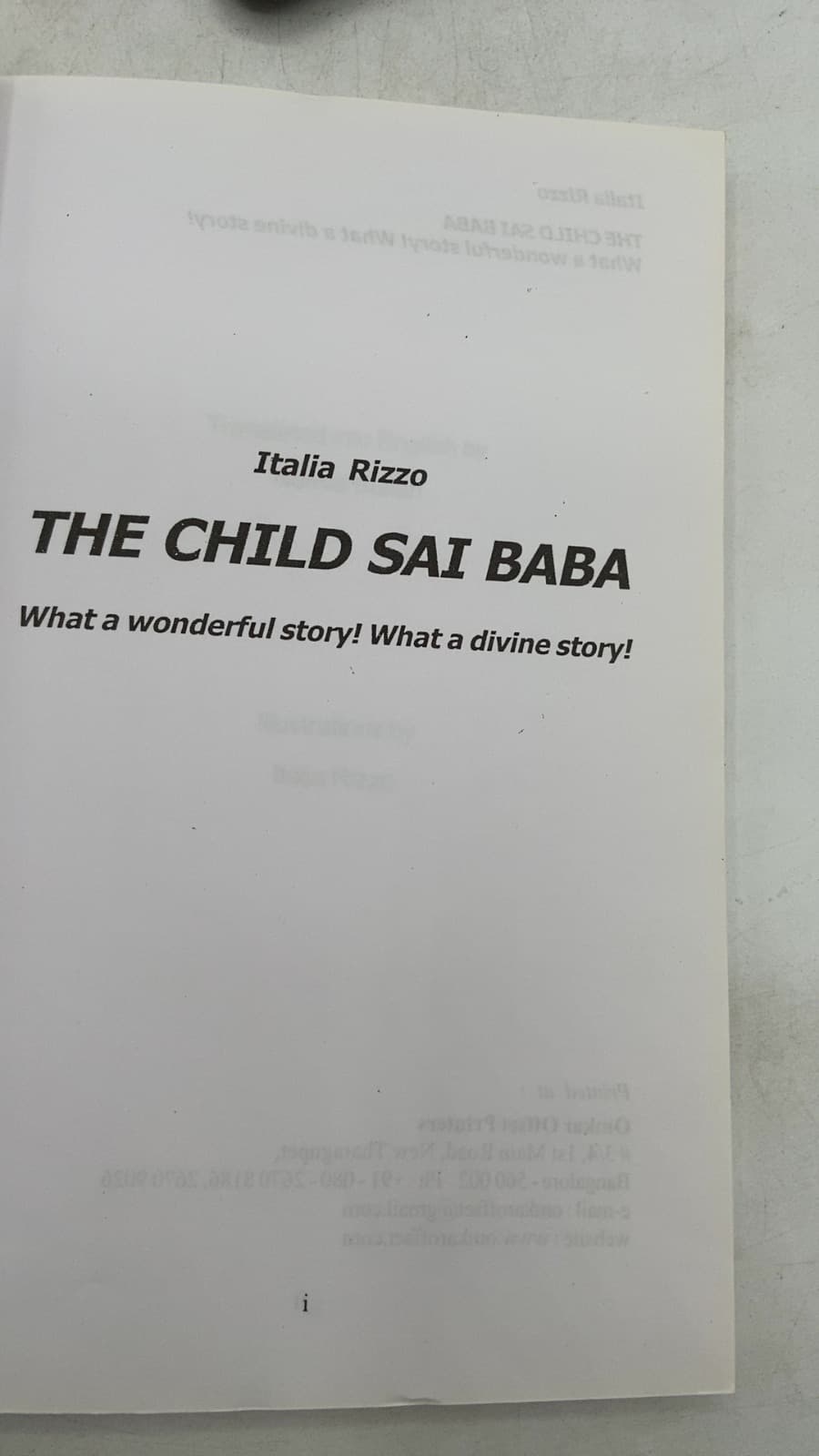 THE Child SAI Baba by Italia Rizzo - title page