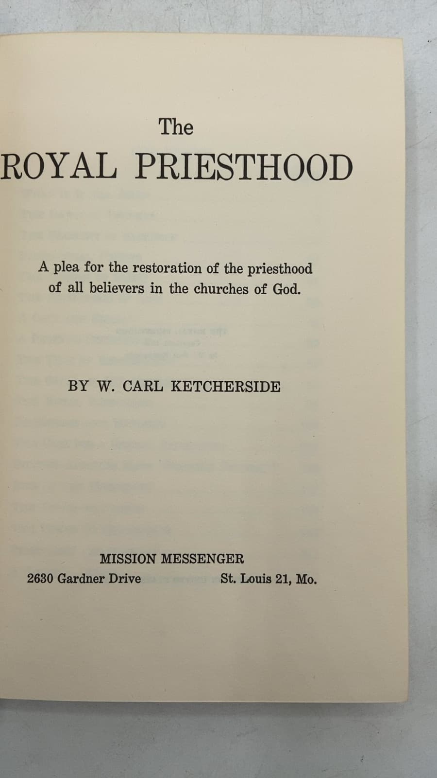 The Royal Priesthood by W. Carl Ketcherside - title page