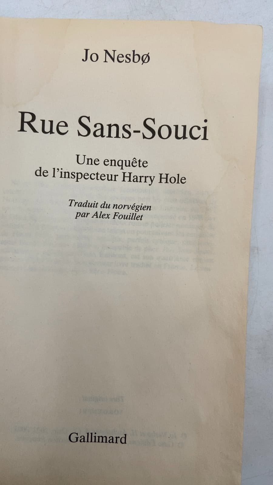 Rue Sans-Souci by Jo Nesbø - title page