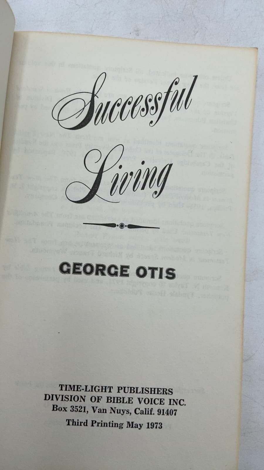 Successful Living by George Otis - title page