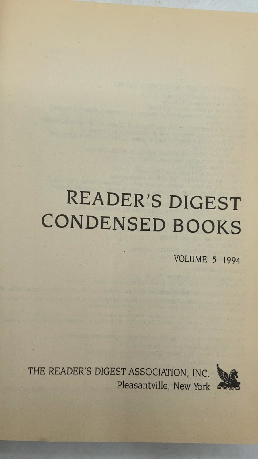 Reader's Digest Condensed Books: Volume 5 1994 by Barbara J. Morgan (Editor-in-Chief) - title page