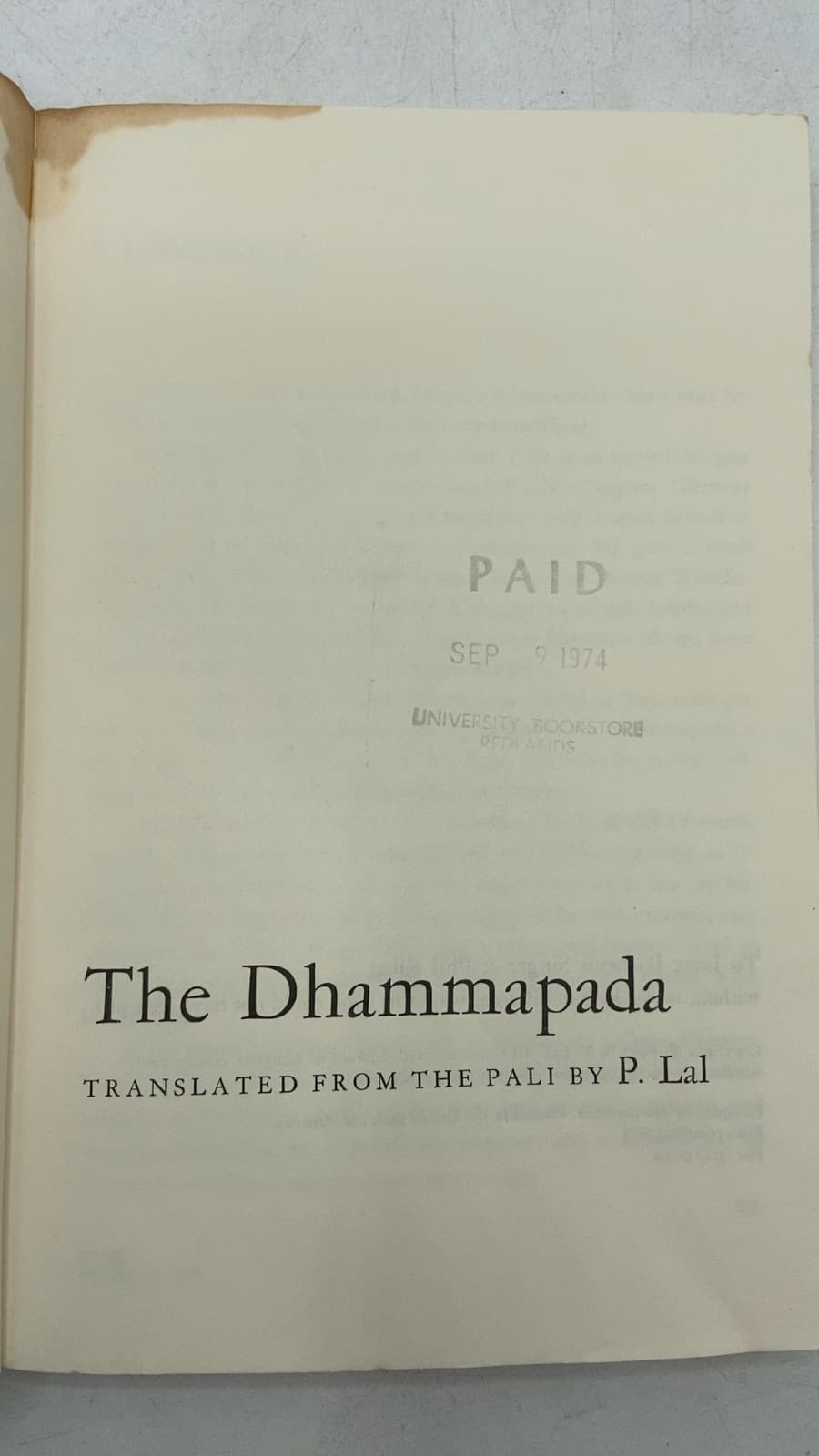 The Dhammapada by P. Lal - title page