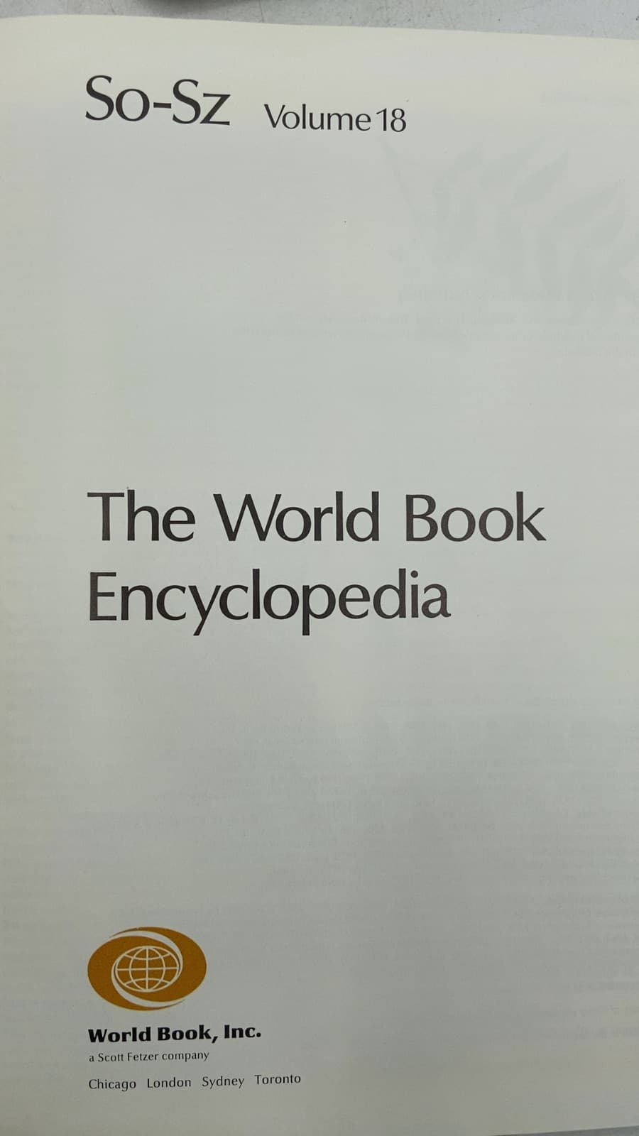 The World Book Encyclopedia, Volume 18 (So-Sz) - title page
