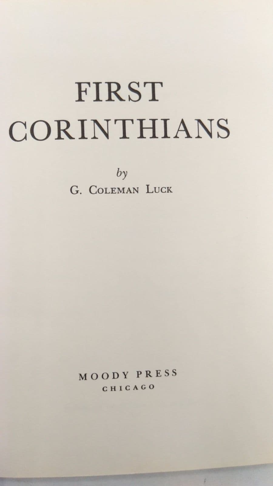 First Corinthians by G. Coleman Luck - title page
